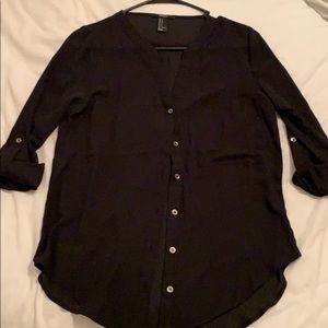 Black chiffon button up